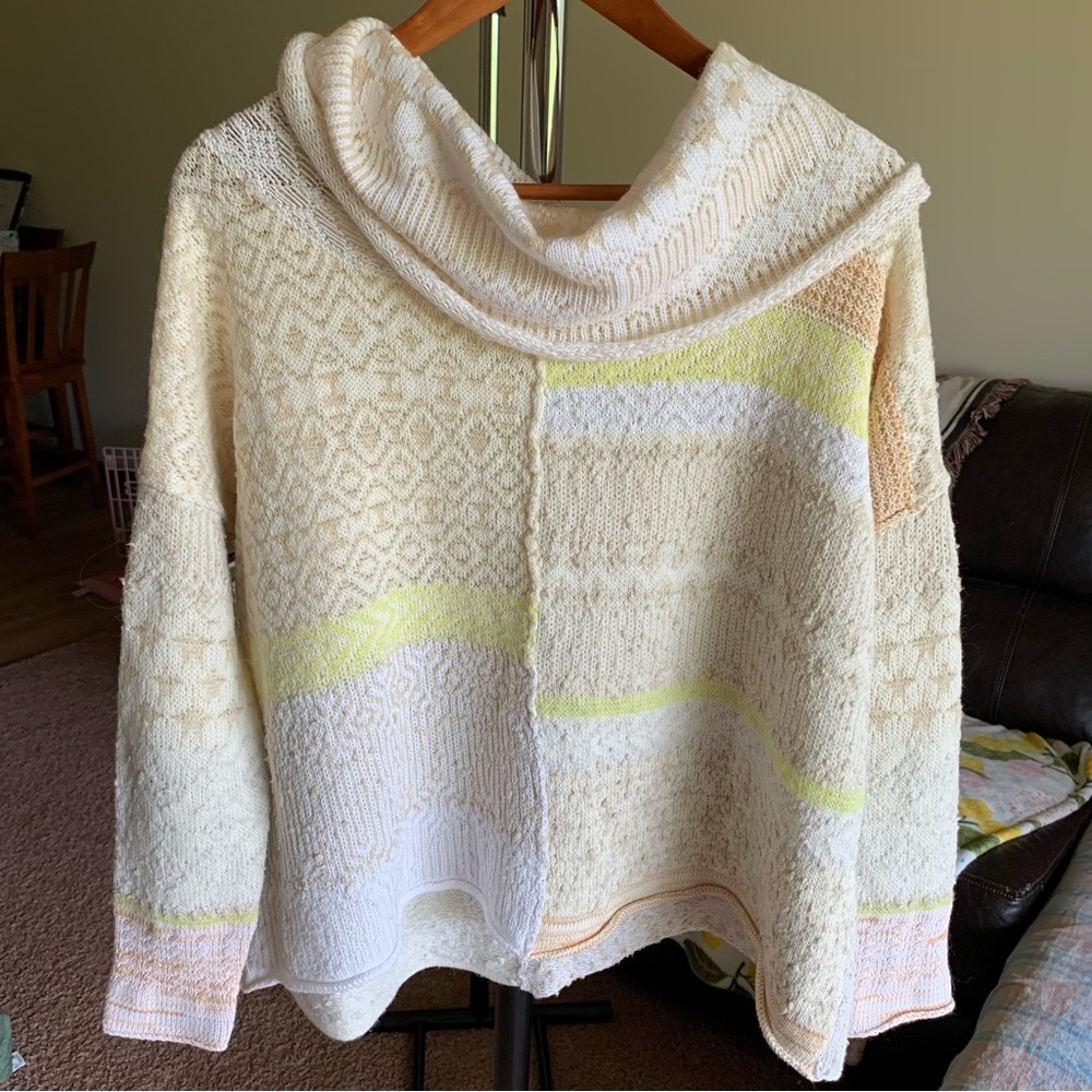 Free People Patchwork Knit Pullover Sweater